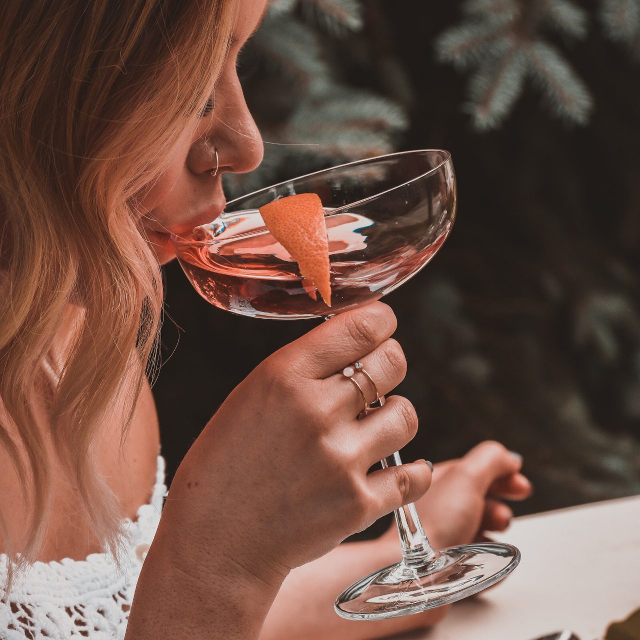 A Women Having a Drink