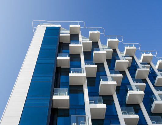 Another angle looking up at the PRPDI Hotel balconies