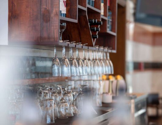 Bar Area with Bottle and Serving Glasses